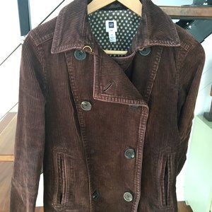 Gap Women Brown Corduroy Pea Coat